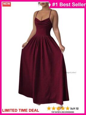 Sleeveless A-Line Maxi Formal Dress Ruffle Hem Ruched Wedding Guest